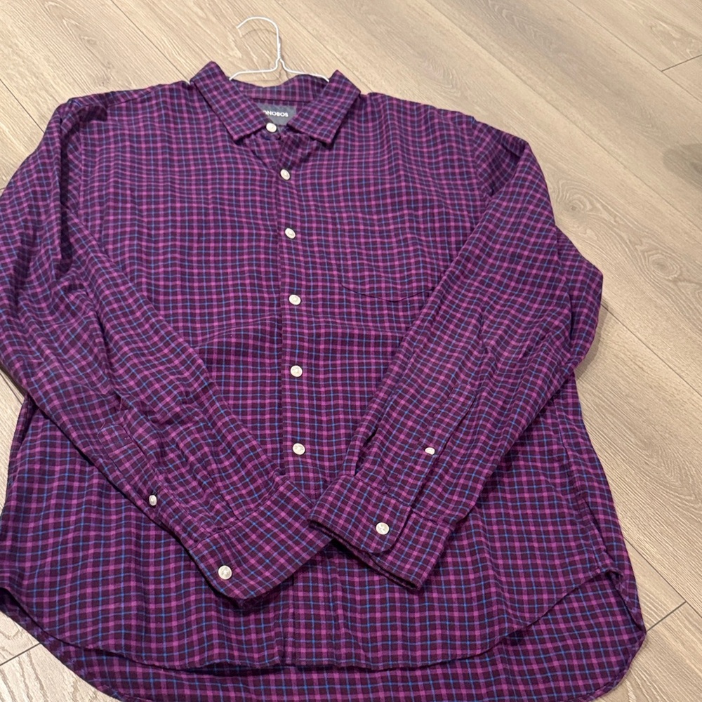 Bonobos Men's Casual Plaid Shirt - Red and Blue